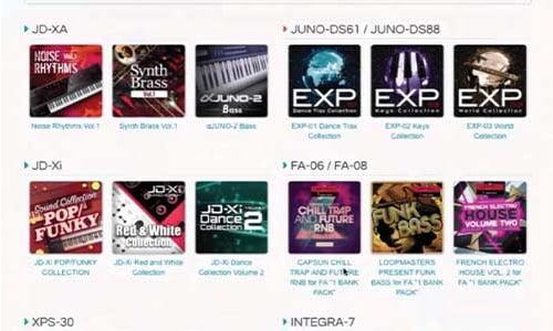 A aplicação Roland Axial para o piano Juno-DS61