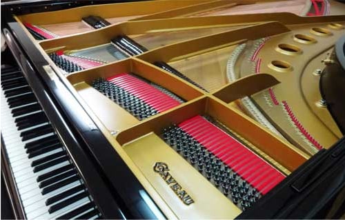 O interior de um piano de cauda