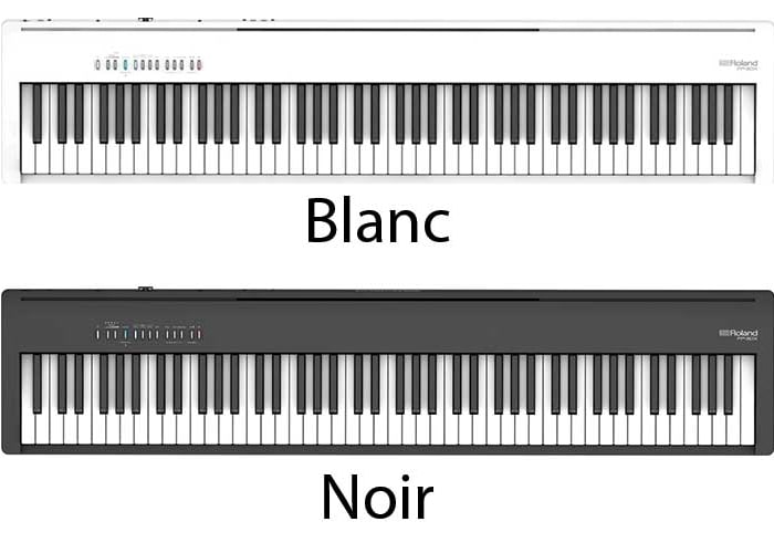 O piano Roland FP-30X em branco e preto