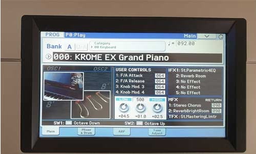 O ecrã Korg Krome EX