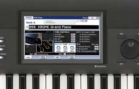 O ecrã Korg Krome EX