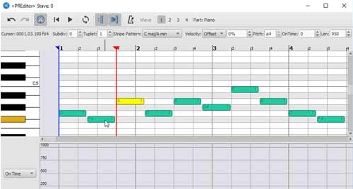Interface de software MIDI Piano Roll