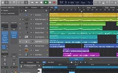 A interface do software Logic Pro X