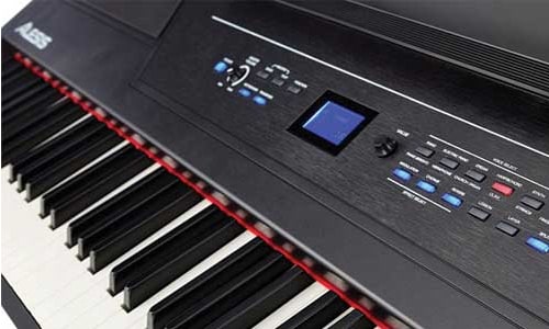 O ecrã do piano Alesis Recital Pro 
